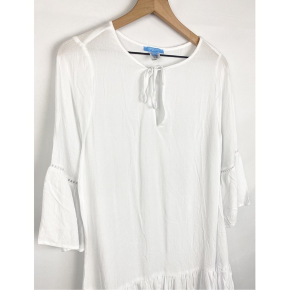 Draper James Oversized Shirt Dress Coverup Boho Peasant Hippie Tunic Top White S - Picture 4 of 10